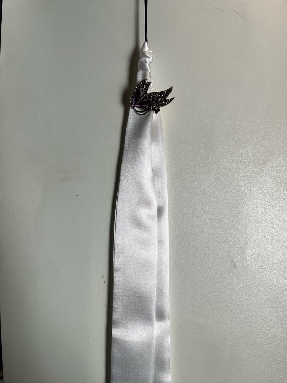 Satin Scarf Necklace with Decorative Pin - Unisex Accessory